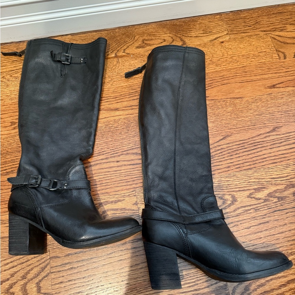 Steve Madden Random Black Leather Tall Boots